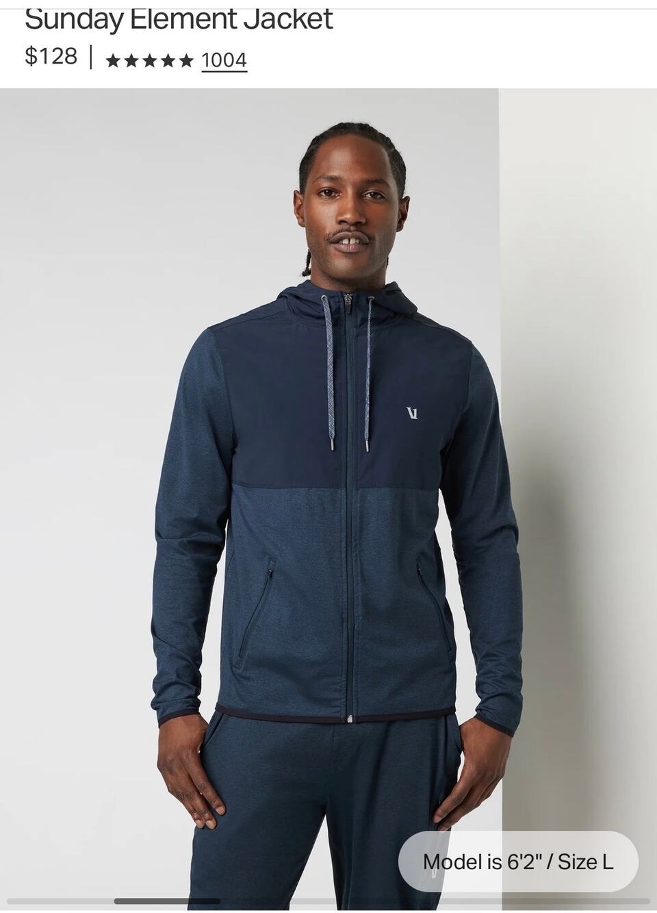 Vuori Sunday Element jacket men’s sz l black gray